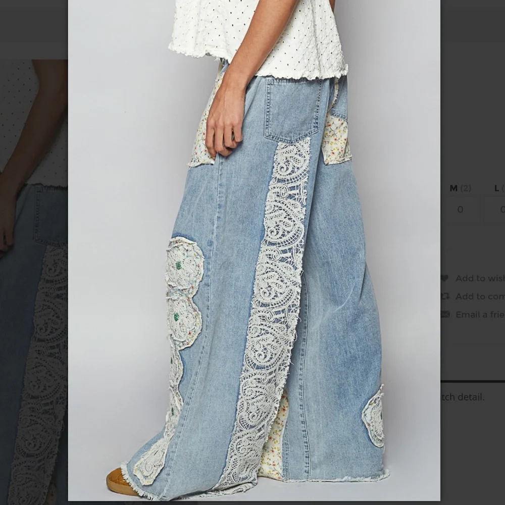 POL Blue and Cream Wide Leg Pants, Women’s Large, NWOT - Picture 3 of 5
